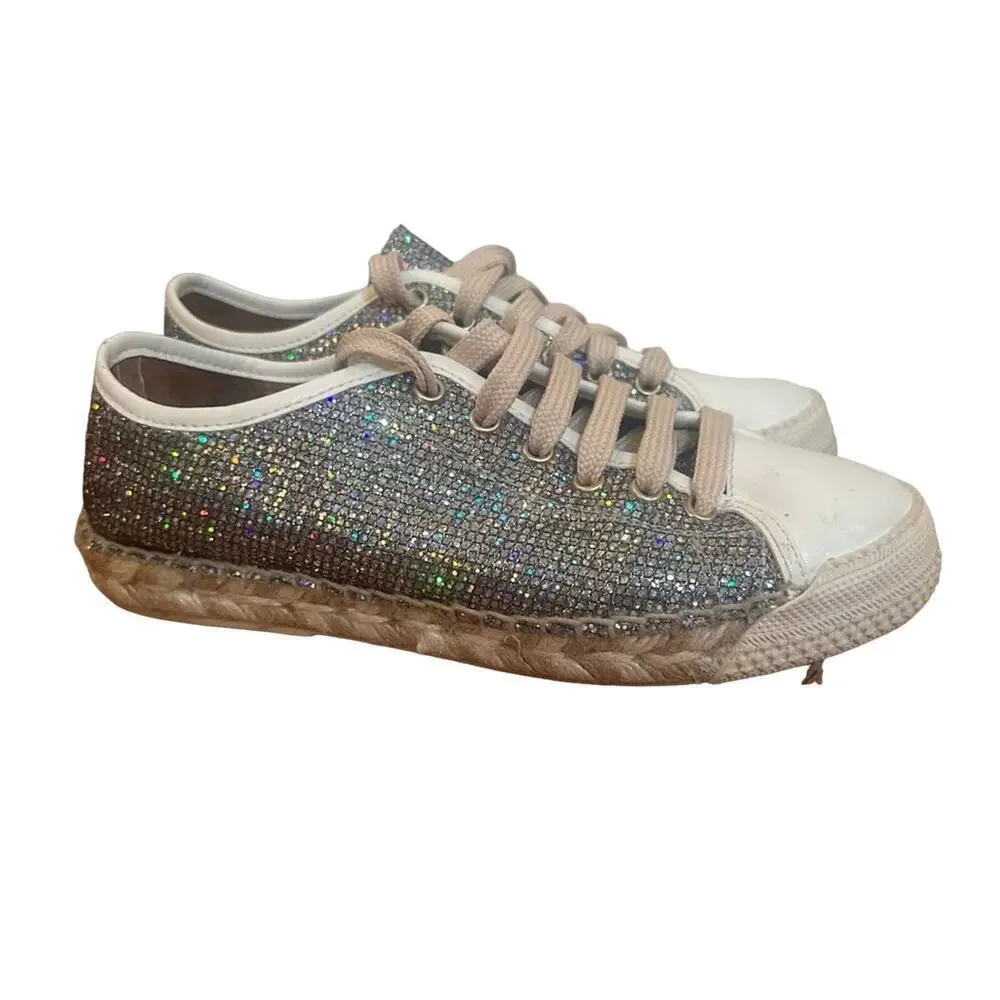 Maypol Espadrilles Sneaker sz 37 Silver Sparkly Espadrille Flats